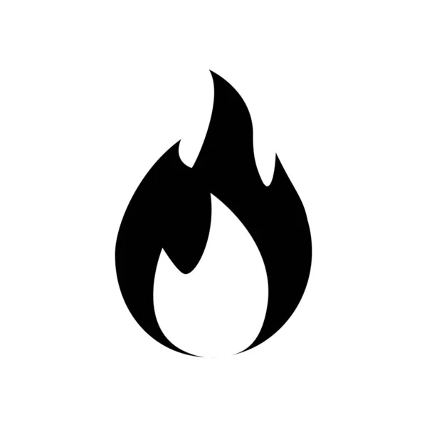 Πυρκαγιά Φλόγα Μαύρο Διάνυσμα Εικονίδιο Απομονώνονται Λευκό — Διανυσματικό Αρχείο