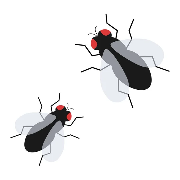 Vliegen Insect Platte Vector Pictogram Illustratie Geïsoleerd Wit — Stockvector