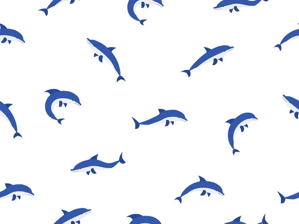 Seamless Pattern Dolphins White Background Vector Illustration — Stock Vector