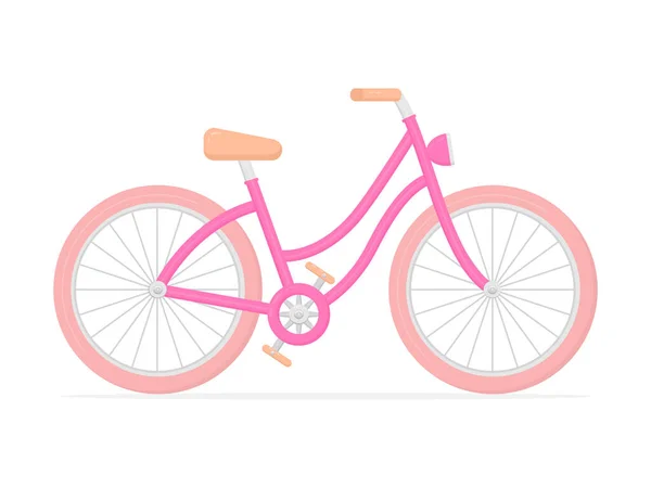 Beauty Pink Bike Vector Bicycle Flat Illustration Isolated White Background — Stock Vector