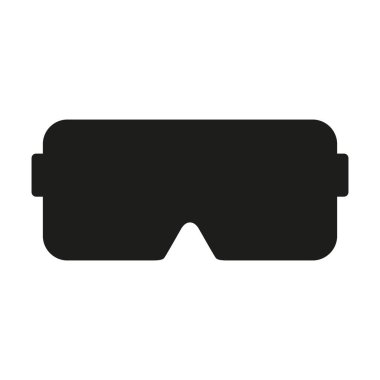 Sanal gerçeklik gözlüğü ikonu. VR cam siyah şekilli. Vektör illüstrasyonu beyazda izole edildi.