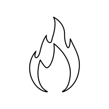 Beyaz arkaplanda çizgi ateş vektörü izole edildi.