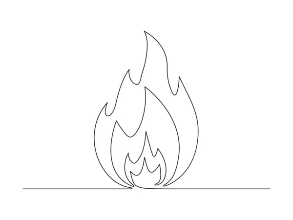 Διάνυσμα Φλόγας Συνεχούς Γραμμής Μία Γραμμή Τέχνη Φωτιά Σχέδιο Απομονωμένη — Διανυσματικό Αρχείο