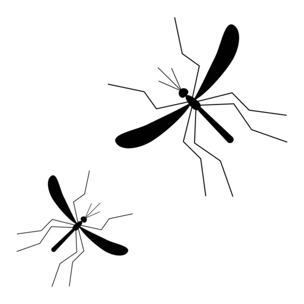 Ícone Mosquitos Silhueta Preta Ilustração Vetorial Isolada Branco —  Vetores de Stock