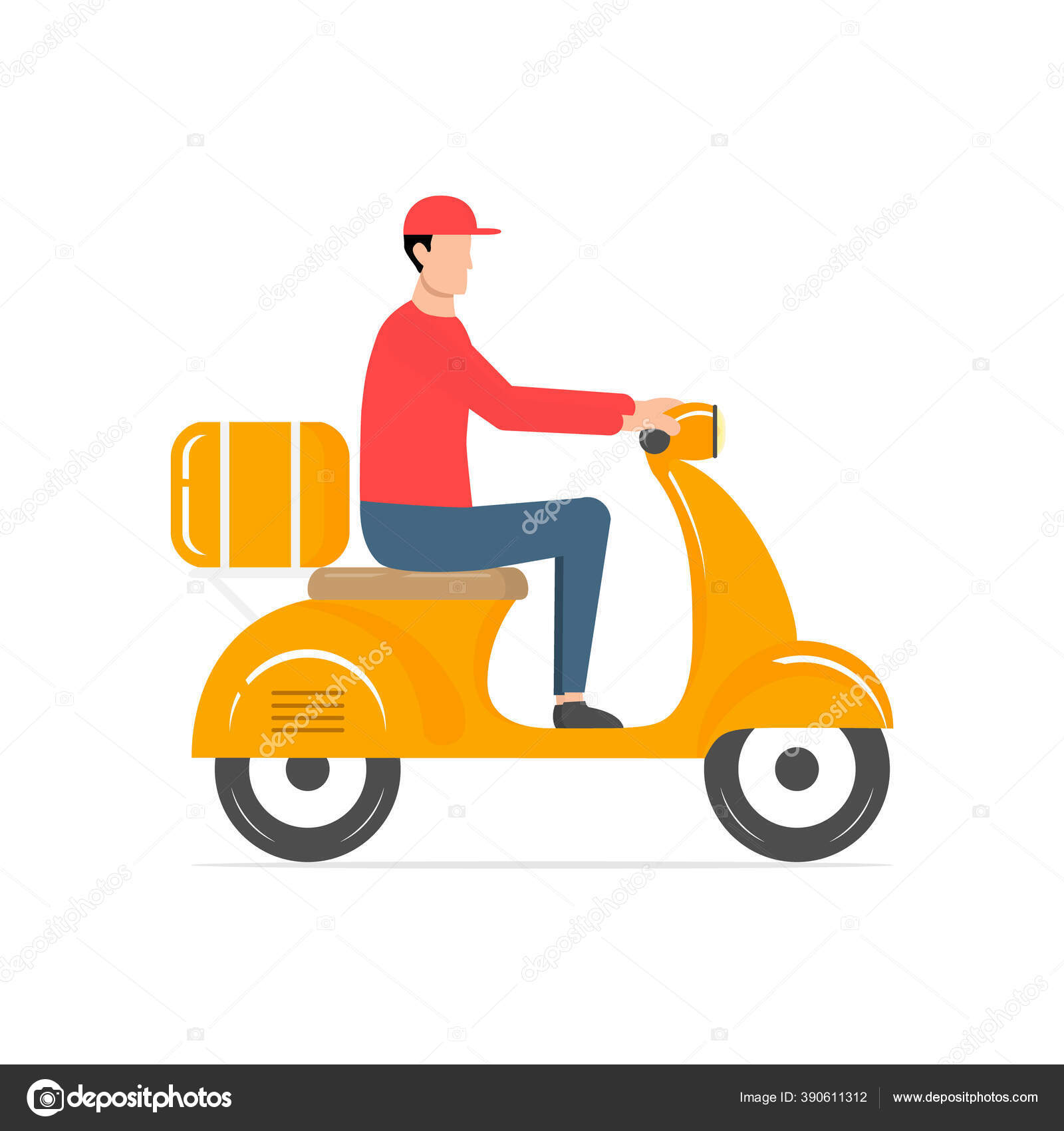 Ilustração Moderna Do Desenho Animado Da Scooter Da Motocicleta