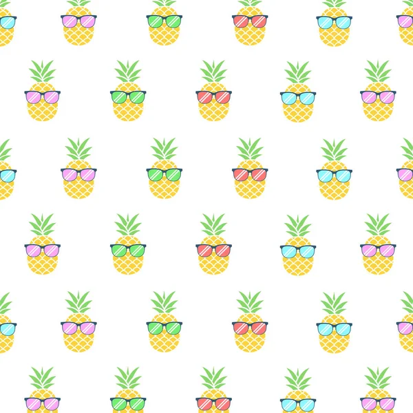 Seamless Pineapple Glasses Fresh Cute Exotic Fruits Wear Sunglasses Summer — Stock Vector