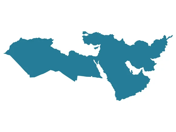 Ближневосточный Вектор Карты Иллюстрация Силуэта Ближнего Востока Изолирована Белом — стоковый вектор