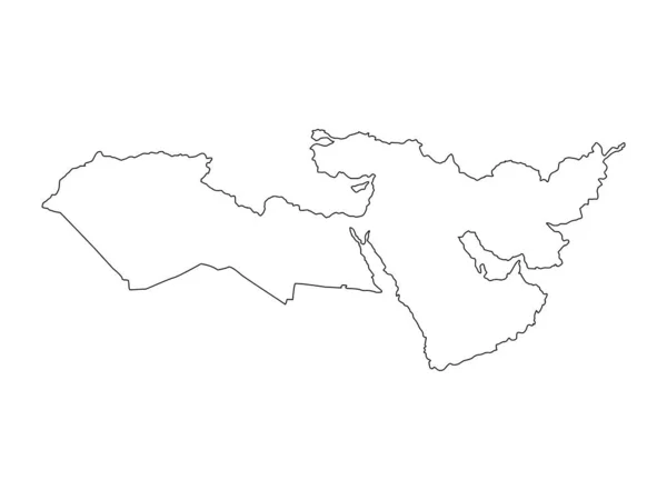 Vector Mapa Línea Oriente Medio Silueta Oriente Medio Ilustración — Archivo Imágenes Vectoriales