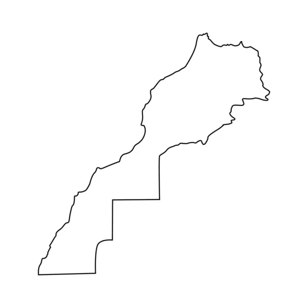 Μαρόκο Γραμμή Χάρτη Σχήμα Διανυσματική Απεικόνιση Απομονώνονται Λευκό — Διανυσματικό Αρχείο