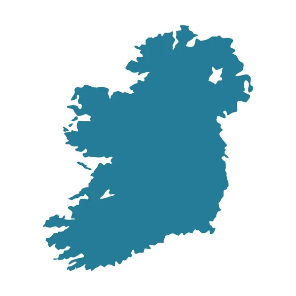 Ierland Kaart Vector Illustratie Geïsoleerd Wit Ierland Blauwe Omtrek — Stockvector