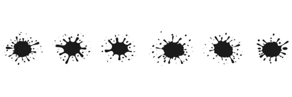 在白色背景上孤立的黑色墨水飞溅点集矢量图解 — 图库矢量图片
