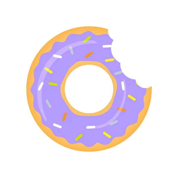 Vetor Donuts Violeta Isolado Branco Donuts Com Uma Mordida Boca —  Vetores de Stock