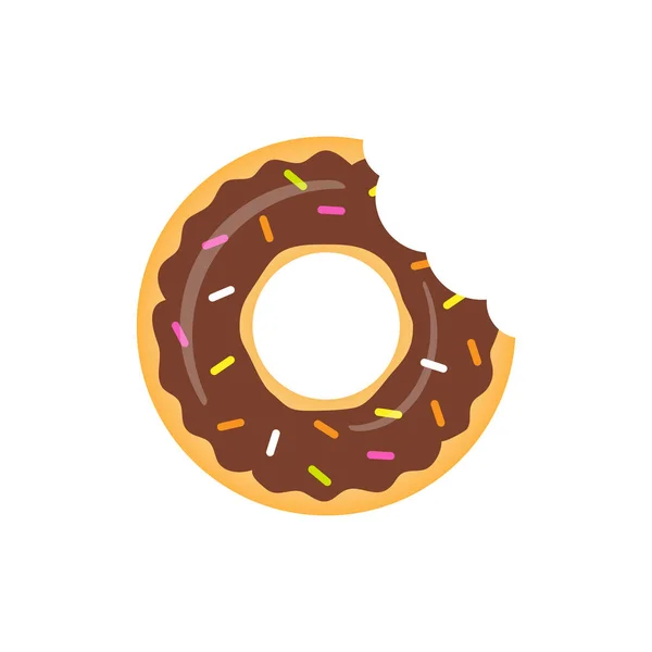 Donuts Chocolate Vetor Isolado Branco Donuts Com Uma Mordida Boca —  Vetores de Stock