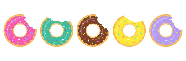 Donuts Conjunto Vetor Colorido Isolado Fundo Branco Donuts Com Grupo —  Vetores de Stock