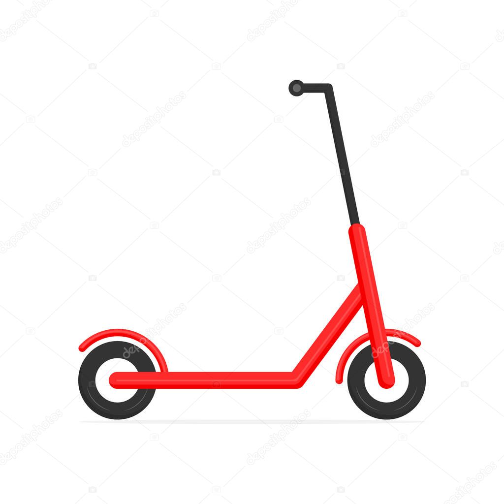 Scooter vector illustration isolated on white. Red cut eco scooter transportation.