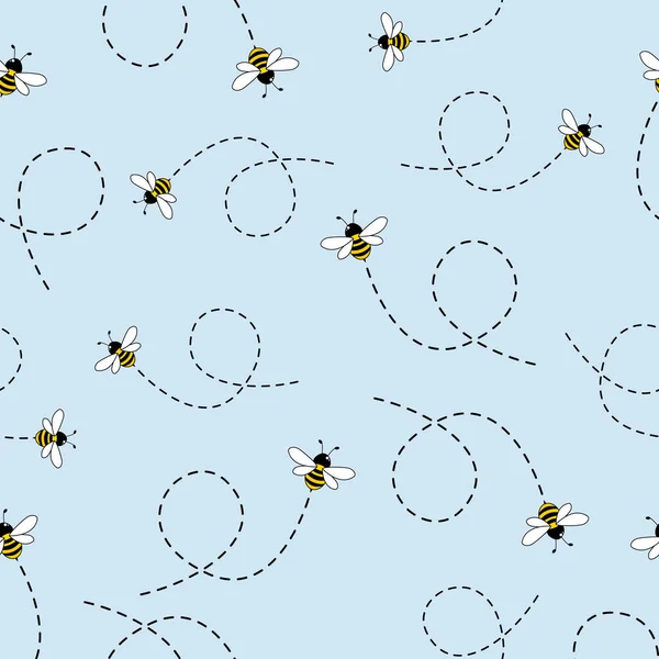 Patrón Sin Costuras Con Abejas Voladoras Vector Dibujos Animados Abejas — Archivo Imágenes Vectoriales