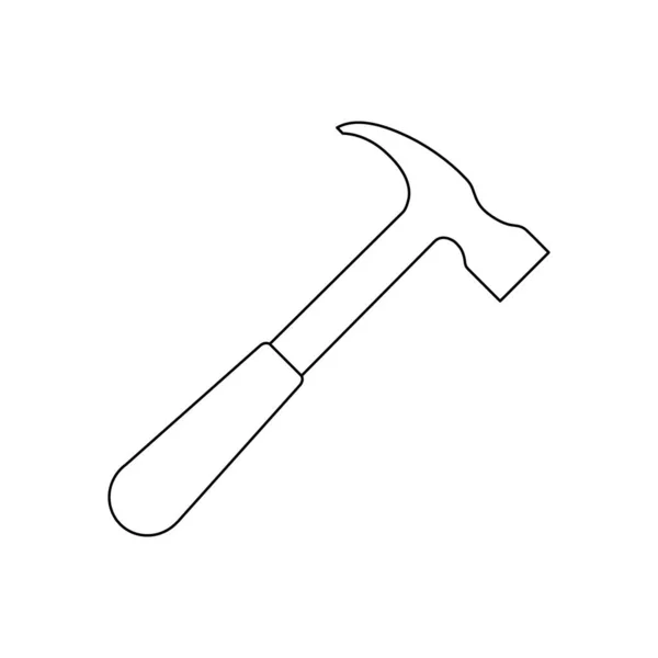 Hammer Line Icon Vector Hammer Illustration Isolated White — Stock Vector