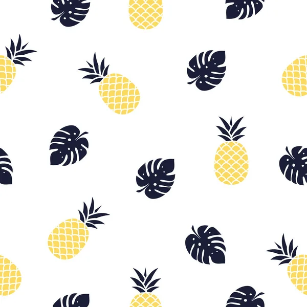 Naadloze Ananas Patroon Vector Illustratie Wit — Stockvector