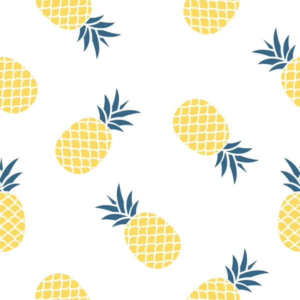 Seamless Pineapple Pattern Vector Illustration White — Stock Vector