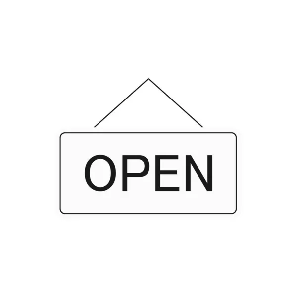 Open Black Sign Symbol Vector Open Simple Icon Isolated White — Stock Vector