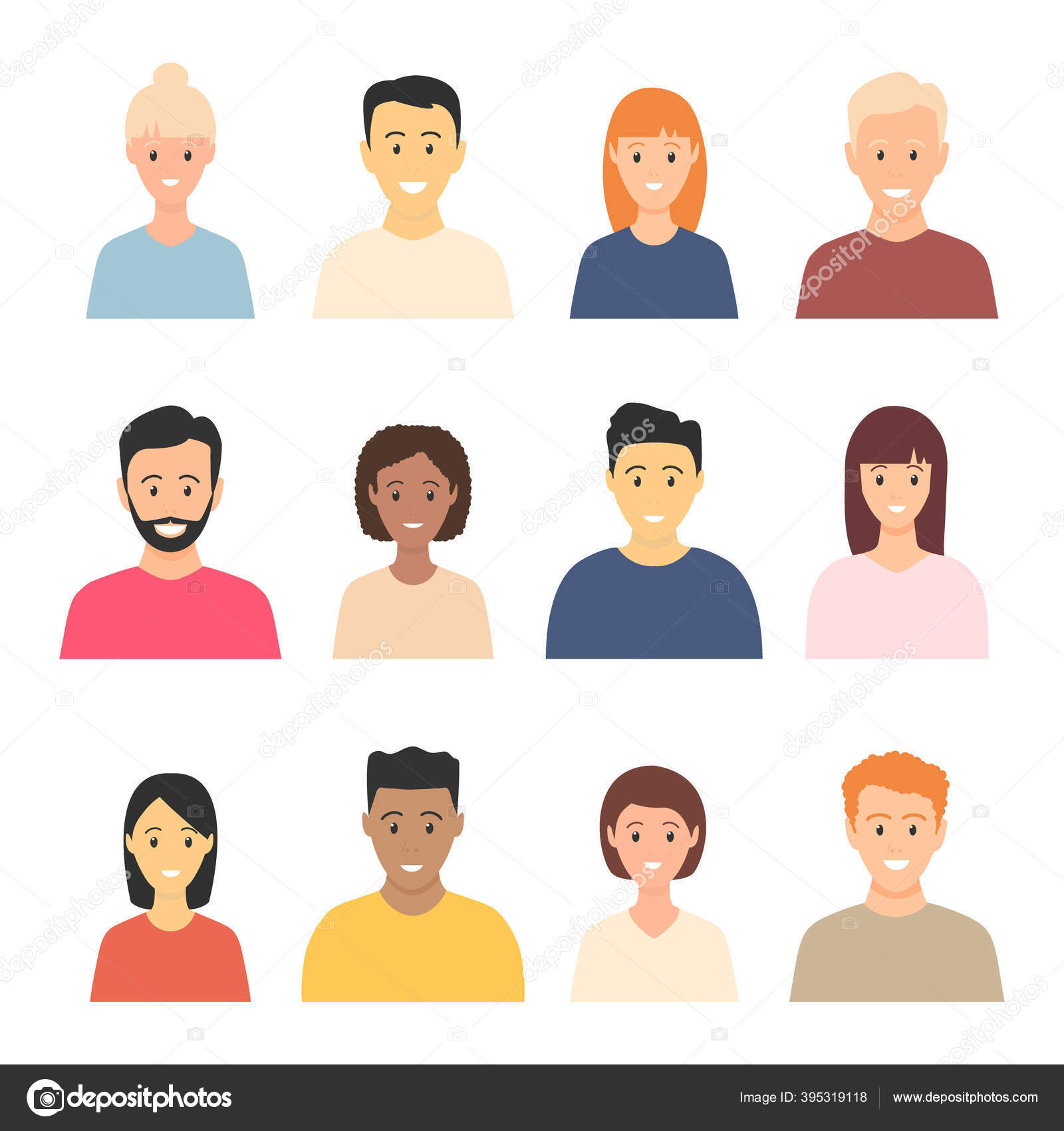 People Icons Set. Team Concept. Diverse business men avatar icons. Vector  illustration of flat design people characters. Stock Vector