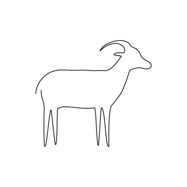 Keçi çizgisi simgesi. Çiftlik hayvanı sürekli çizilmiş vektör çizimi.
