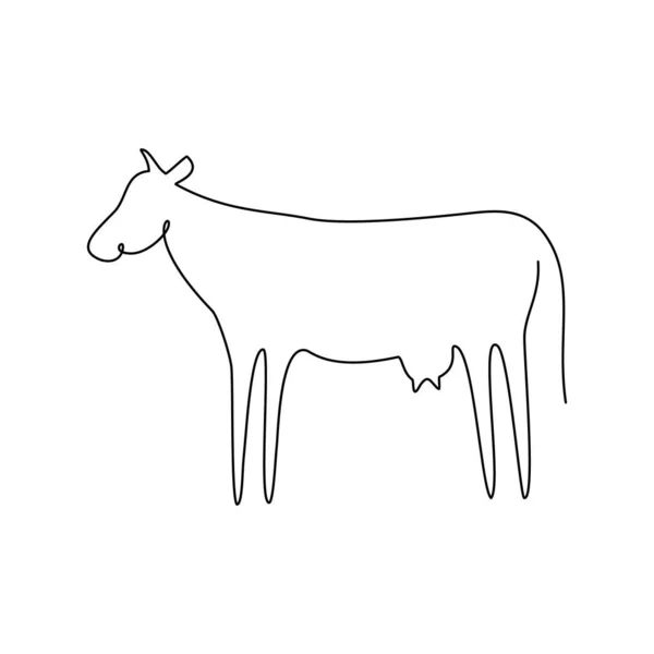 Ikona Krowy Ilustracja Wektora Linii Zwierząt Gospodarskich — Wektor stockowy