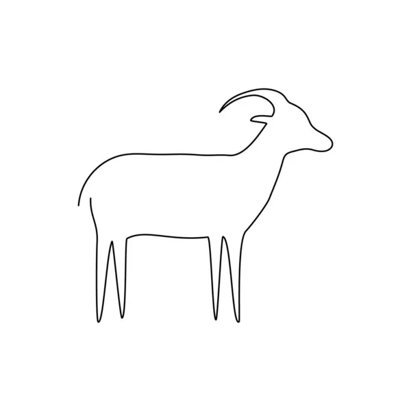 Goat Line Icon Farm Animal Continuous Line Drawn Vector Illustration — Stock Vector