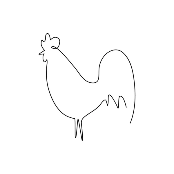 Cock Line Icon Farm Animal Continuous Line Drawn Vector Illustration — Stock Vector