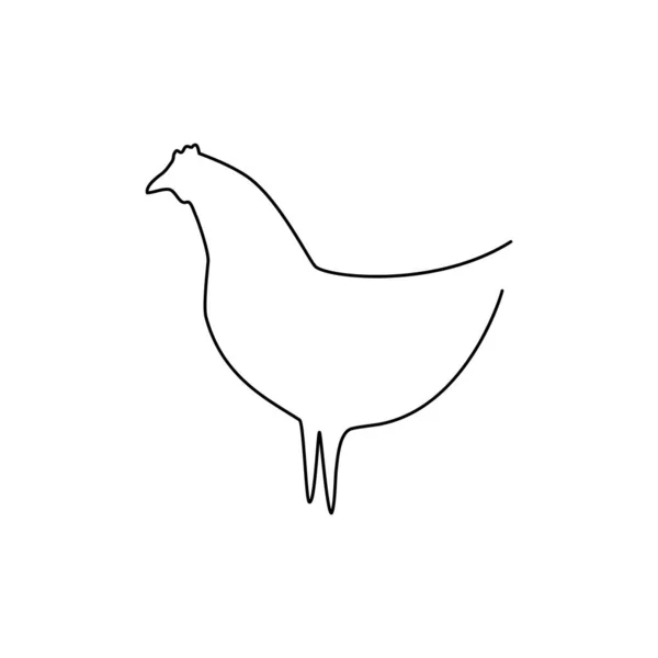 Ikona Kuřecí Linky Farma Zvíře Kontinuální Čára Nakreslený Vektor Ilustrace — Stockový vektor
