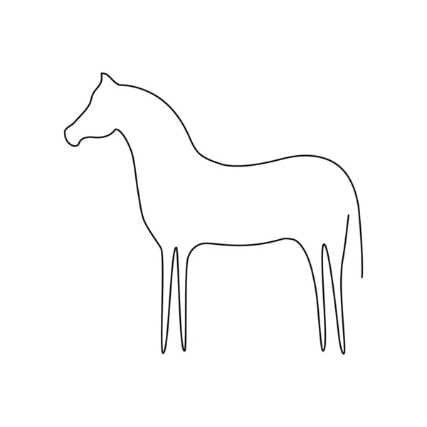Cavalo Uma Linha Vetor Desenhado Ícone Linha Animal Fazenda Isolado — Vetor de Stock