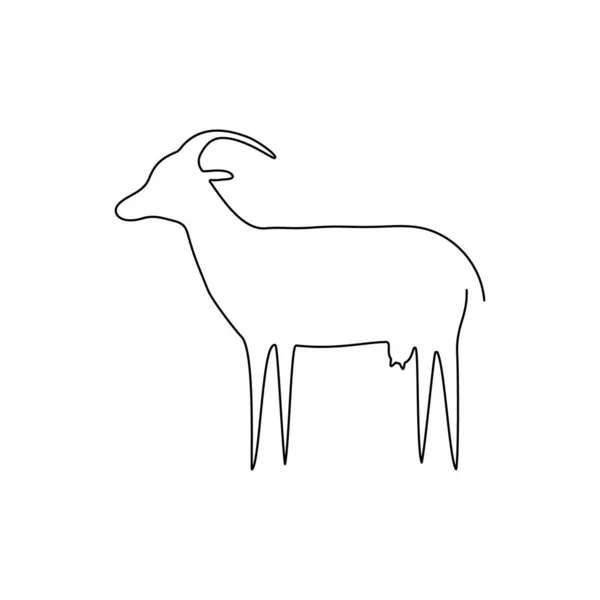 Ziegenlinien Symbol Nutztiere Durchgehende Linie Gezeichnet Vektor Illustration — Stockvektor