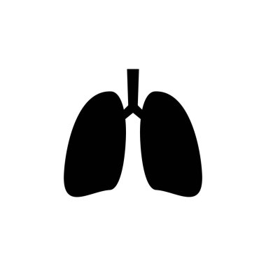 Akciğer ikonu. İnsan iç organı. Beyazda izole edilmiş basit siyah vektör çizimi