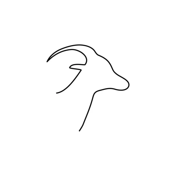 Goat Head Line Icon Farm Animal Continuous Line Drawn Vector — Stock Vector