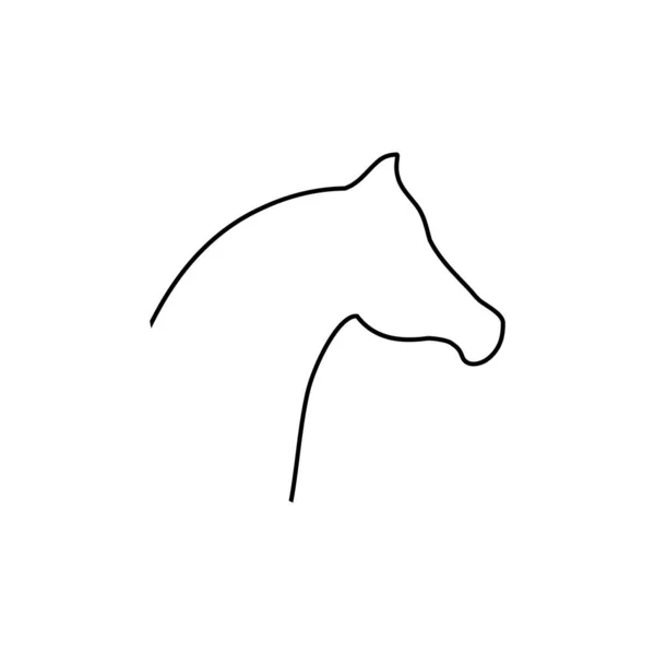 Icono Cabeza Caballo Granja Animal Línea Continua Dibujado Vector Ilustración — Vector de stock