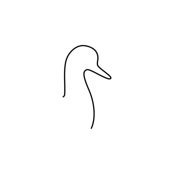 Duck Head Line Icon Farm Animal Continuous Line Drawn Vector — Stock Vector