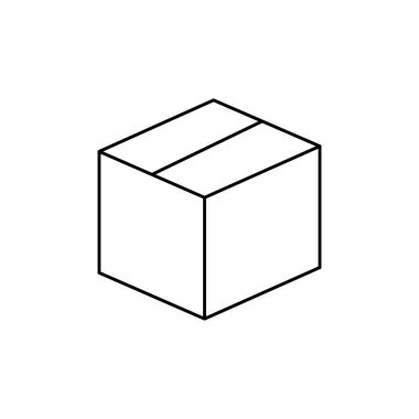 Kutu hattı simgesi. Kapalı kutu ana hatları vektör çizelgesi beyaza izole edildi.