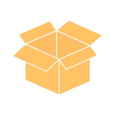 Sarı kutu ikonu. Beyaz üzerinde izole edilmiş kutu ana hatlarını aç.