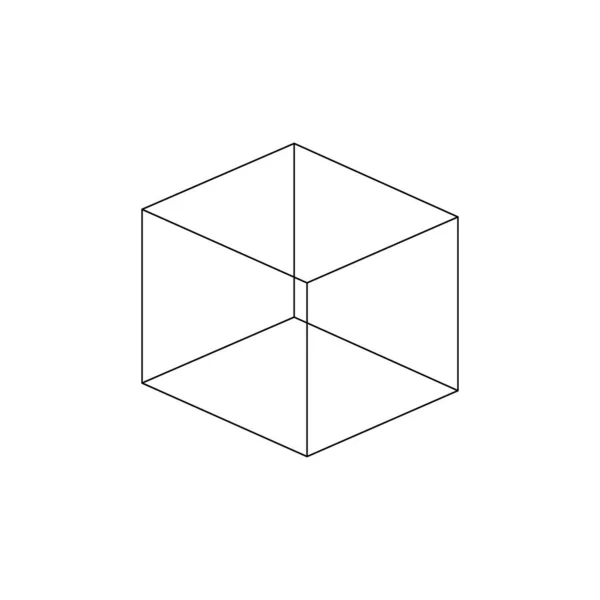 Ícone Linha Cubo Vetor Forma Geométrica Simples Isolado Branco — Vetor de Stock