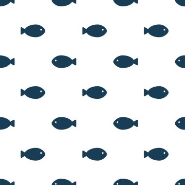 Kusursuz desenli balık ikonu beyaz arka plan. Beyaz üzerine izole edilmiş balık vektörü sembolü