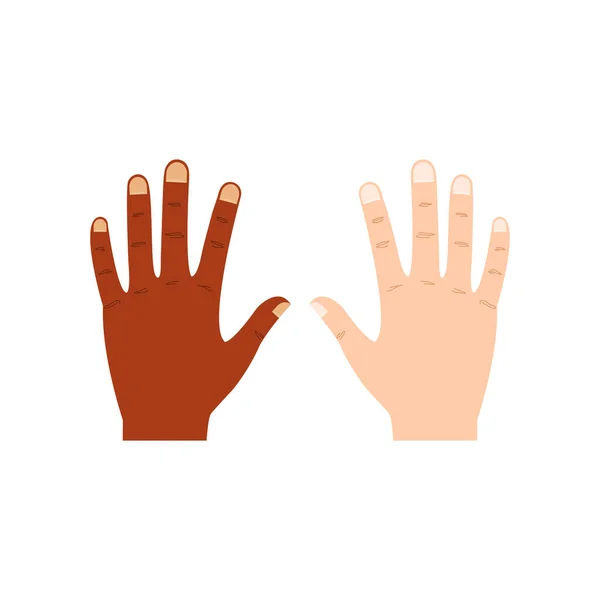 Черно Белые Человеческие Руки Вместе Иллюстрация Борьба Расизмом Вектор Дружбы — стоковый вектор