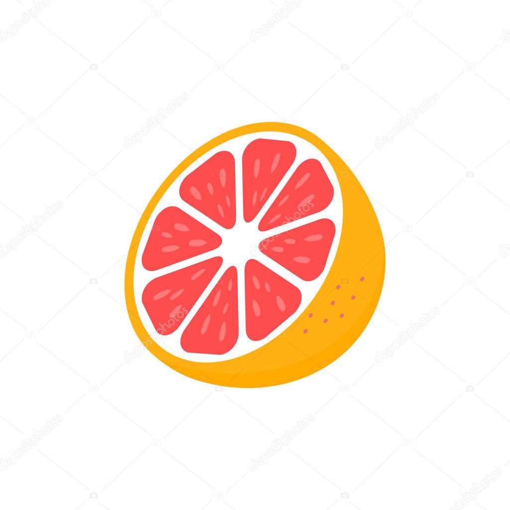 Slice of grapefruit icon. Grapefruit peace vector illustration isolated on white. Tasty sweet fruit symbol.