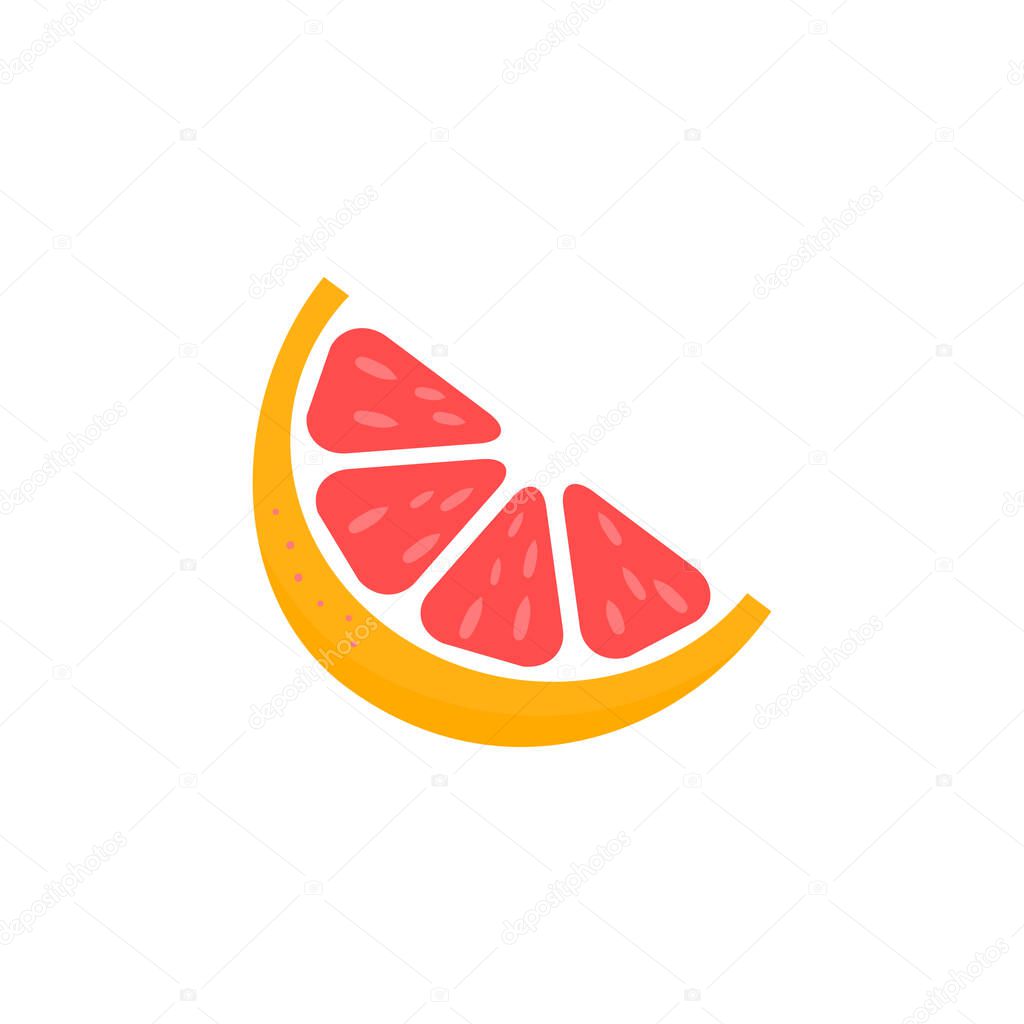 Slice of grapefruit icon. Grapefruit peace vector illustration isolated on white. Tasty sweet fruit symbol.