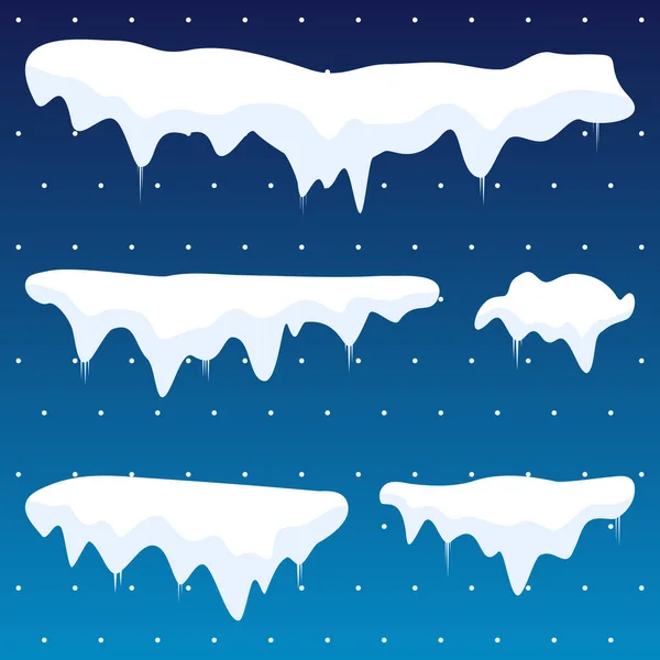 Schneebälle Und Schneeverwehungen Winterdekoration Vektor Set Schneekappen Sammlung Illustration Isoliert — Stockvektor