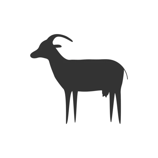 Icono Cabra Negra Granja Animal Silueta Vector Ilustración — Vector de stock