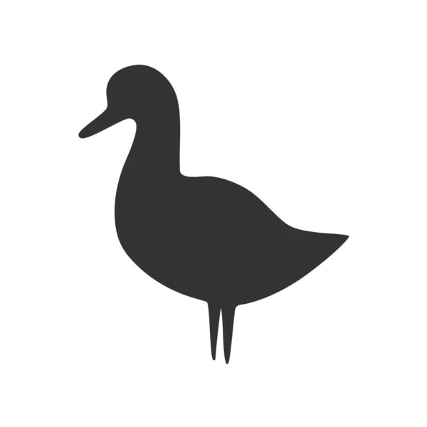 Icono Del Pato Negro Granja Animal Silueta Vector Ilustración — Vector de stock