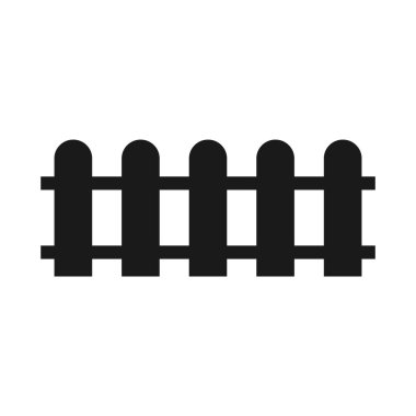 Siyah çit simgesi. Bariyer sembolü vektörü beyaz arkaplanda izole edildi. Bahçe ya da çiftlik çiti silueti çizimi.