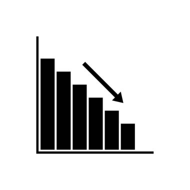 Grafik çizelgesi simgesi. Grafik eğilimi aşağı doğru vektör illüstrasyonu.