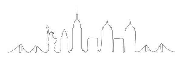 Nowy Jork Jednorzędowe Budynki New York City Wektor Ilustracji Izolowane — Wektor stockowy