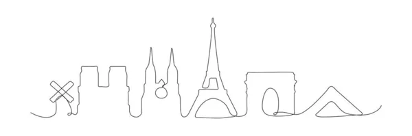 Die Skyline Von Paris Zeigt Einen Linienvektor Frankreich Gebäude Durchgehende — Stockvektor